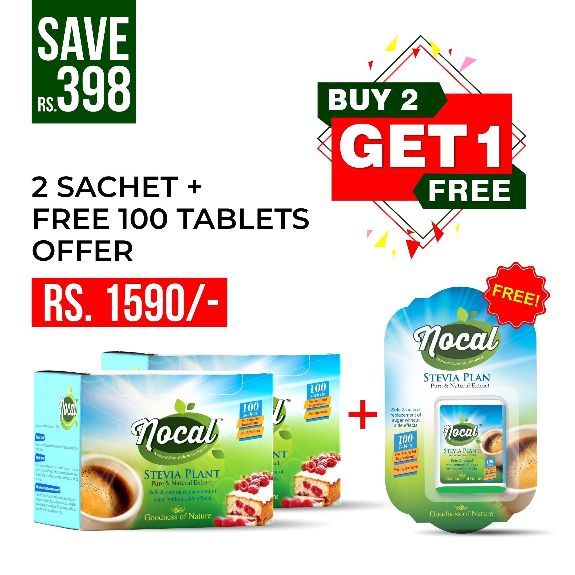 Buy 2 Get 1 Free (Buy 2 Nocal Sachet Box & Get Nocal 100 Tab Free) - Novamed Healthcare
