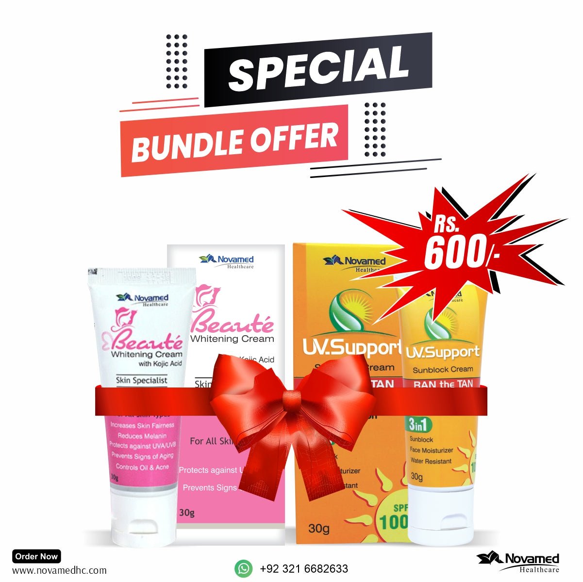 Special 1+1 Offer (Beaute 1 Pack + UV Support Sunblock 1 Pack) - Novamed Healthcare